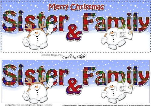 Large DL Merry Christmas SISTER & FAMILY 3D decoupage