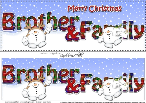Large DL Merry Christmas BROTHER & FAMILY 3D decoupage
