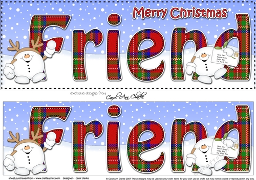Large DL Merry Christmas FRIEND 3D decoupage
