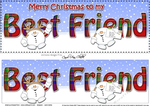 Large DL Merry Christmas BEST FRIEND 3D decoupage