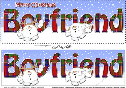 Large DL Merry Christmas BOYFRIEND 3D decoupage