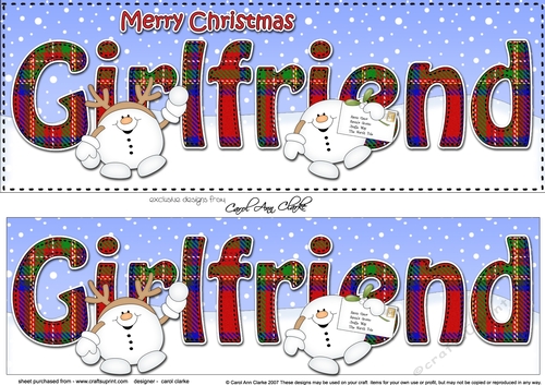 Large DL Merry Christmas GIRLFRIEND 3D decoupage