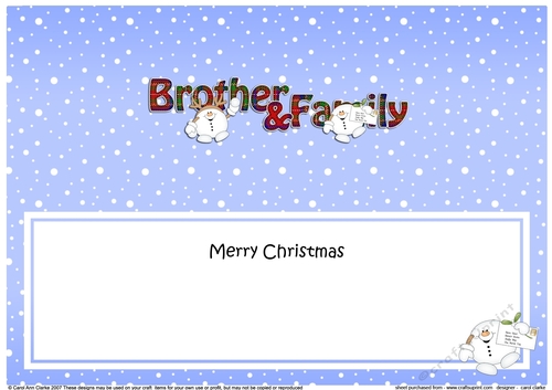 Large DL Merry Christmas BROTHER & FAMILY insert