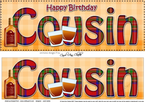 Large DL Happy Birthday COUSIN 3D decoupage