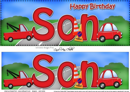 Large DL Happy Birthday SON 3D decoupage