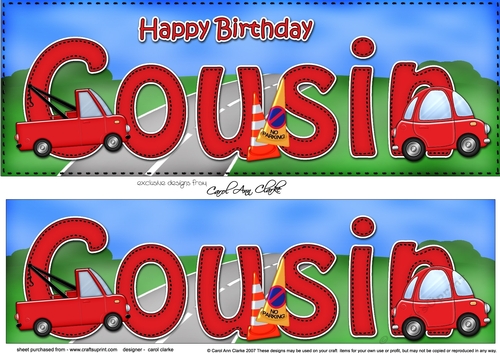 Large DL Happy Birthday COUSIN 3D decoupage