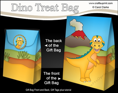 3D Gift Bag Mini Kit - Cute Little Dinosaur Lizzy