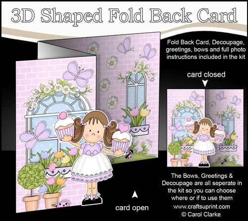 3D Shaped No-Hole Fold Back Mini Kit -  Country Cottage Girlz Zoe has Yummy Cupcakes