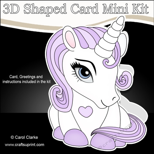 3D Shaped Card Mini Kit - Cute Little Unicorn Magic