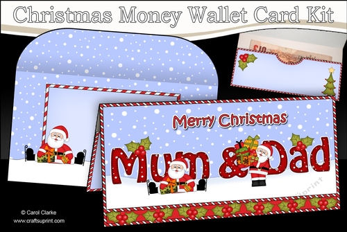 Merry Christmas MUM & DAD Money or Gift Wallet Card Kit
