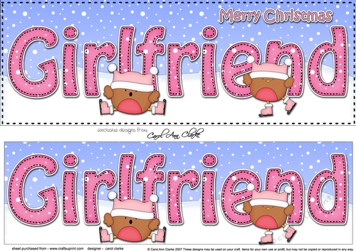 Large DL Merry Christmas GIRLFRIEND 3D decoupage 