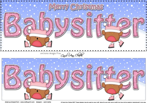 Large DL Merry Christmas BABYSITTER 3D decoupage 