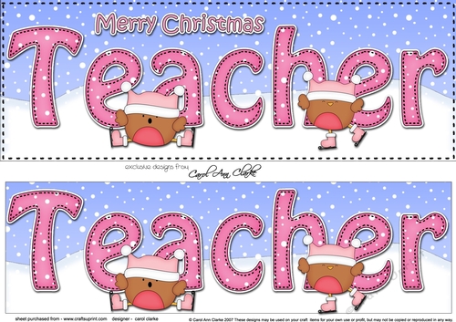 Large DL Merry Christmas TEACHER 3D decoupage 