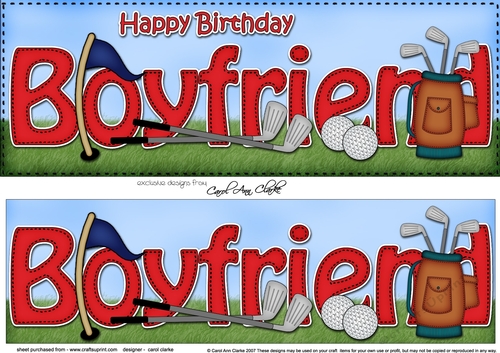 Large DL Happy Birthday BOYFRIEND 3D decoupage