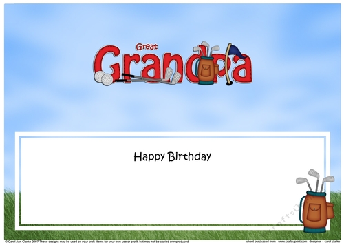 Large DL Happy Birthday GREAT GRANDPA insert