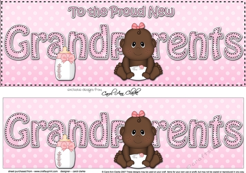 Large DL Ethnic New Baby TO THE PROUD NEW GRANDPARENTS 3D decoupage