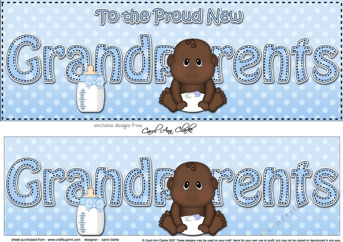 Large DL Ethnic New Baby TO THE PROUD NEW GRANDPARENTS 3D decoupage