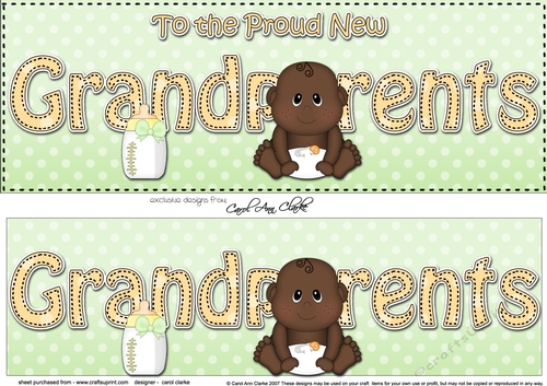 Large DL Ethnic New Baby TO THE PROUD NEW GRANDPARENTS 3D decoupage