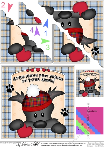Scalloped Corner Stacker - Dogs Leave Paw Prints - Scottie Dog Hamish