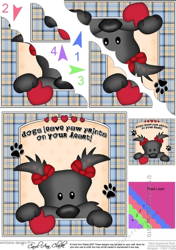 Scalloped Corner Stacker - Dogs Leave Paw Prints - Scottie Dog Maisie