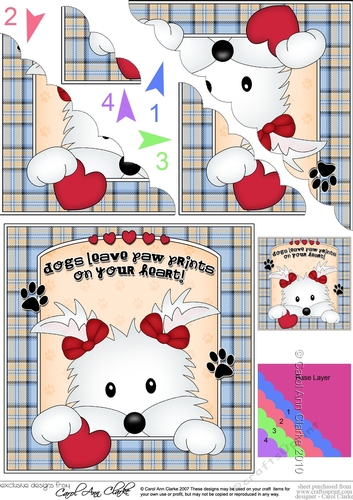 Scalloped Corner Stacker - Dogs Leave Paw Prints - Westie Dog Jess