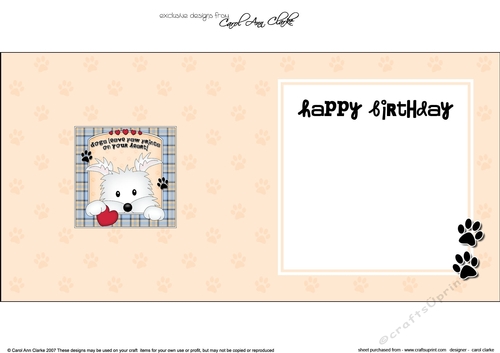 Square landscape insert - Dogs Leave Paw Prints - Westie Dog Jock