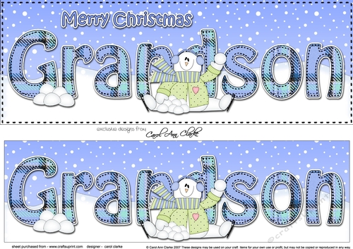 Large DL Merry Christmas GRANDSON 3D decoupage 