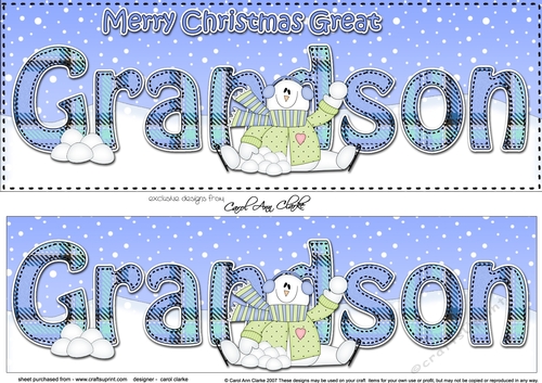 Large DL Merry Christmas GREAT GRANDSON 3D decoupage 