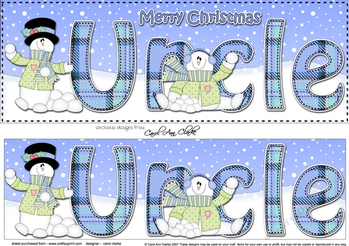 Large DL Merry Christmas UNCLE 3D decoupage 