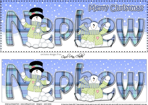 Large DL Merry Christmas NEPHEW 3D decoupage 