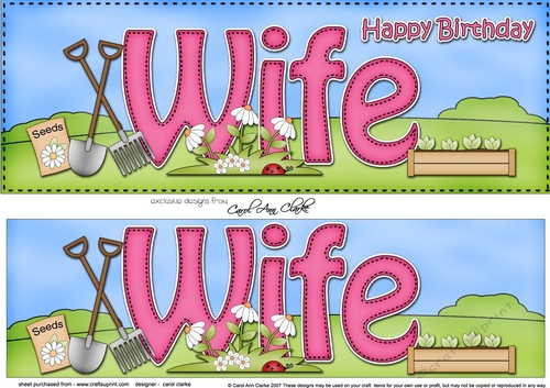 Large DL Happy Birthday WIFE 3D decoupage