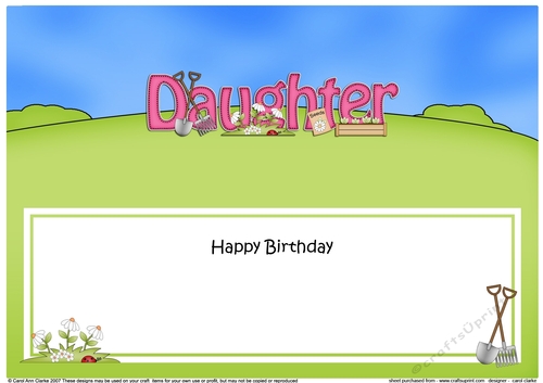 Large DL Happy Birthday DAUGHTER insert