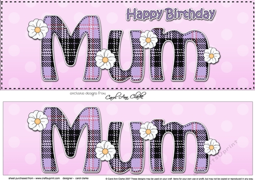 Large DL Happy Birthday MUM 3D decoupage