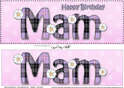 Large DL Happy Birthday MAM 3D decoupage