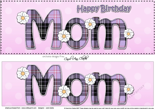 Large DL Happy Birthday MOM 3D decoupage