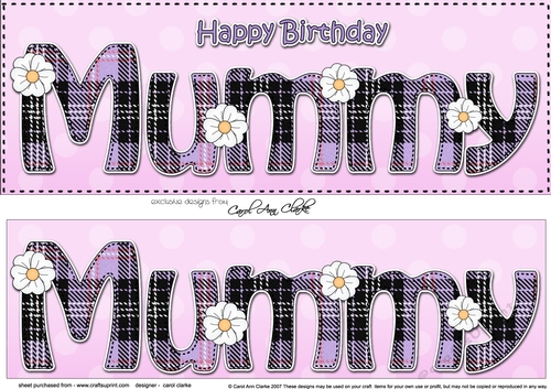 Large DL Happy Birthday MUMMY 3D decoupage