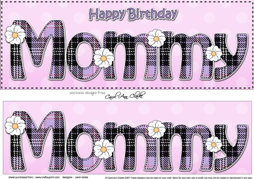 Large DL Happy Birthday MOMMY 3D decoupage