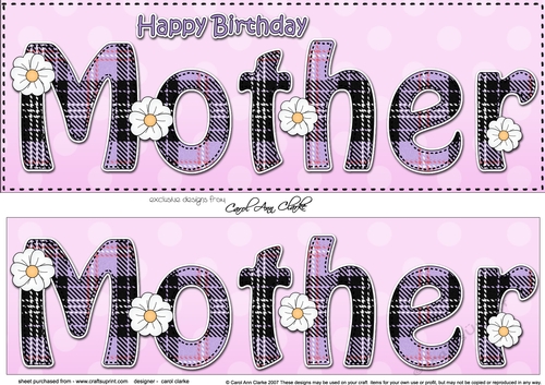 Large DL Happy Birthday MOTHER 3D decoupage