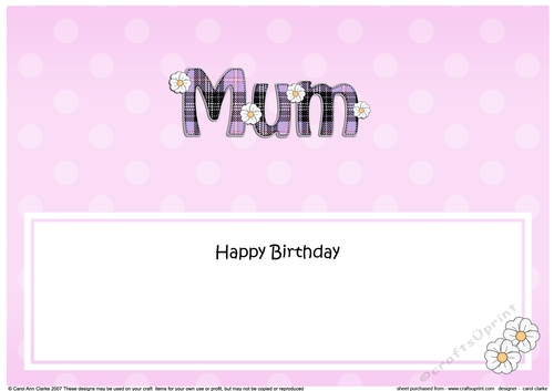Large DL Happy Birthday MUM insert