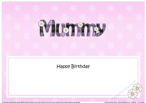 Large DL Happy Birthday MUMMY insert