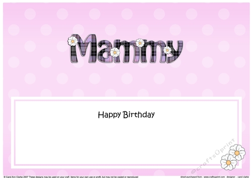 Large DL Happy Birthday MAMMY insert