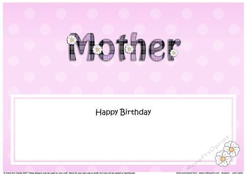 Large DL Happy Birthday MOTHER insert