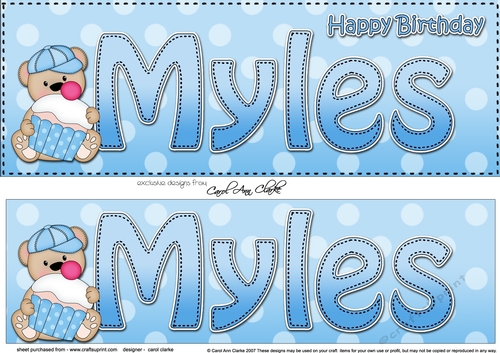 Large DL Happy Birthday MYLES 3D decoupage