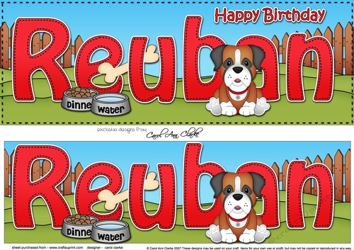 Large DL Happy Birthday REUBAN 3D decoupage