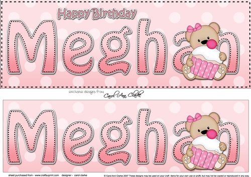 Large DL Happy Birthday MEGHAN 3D decoupage