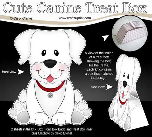 3D Cute Canine Treat Box Gift Set Mini Kit - Little White Labrador Dog Dash