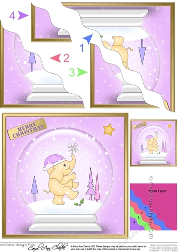 Christmas Elephant Snowglobe Wavey Corner Stacker