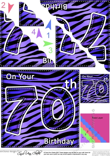Fun Zebra Striped 70th Birthday Scalloped Corner Stacker