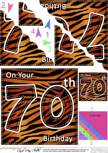 Fun Zebra Striped 70th Birthday Scalloped Corner Stacker