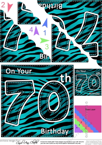 Fun Zebra Striped 70th Birthday Scalloped Corner Stacker